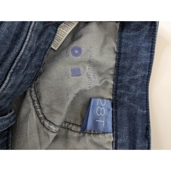 Pilcro Anthropologie Wide Leg Flared Dark Wash Mid Rise Jeans Size 28T - Picture 8 of 13